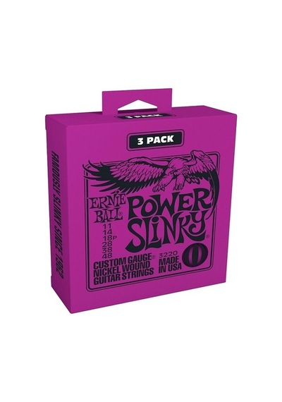 Ernieball P03220 Power Slinky Elektro Gitar Teli 3 Lü Paket 11-4