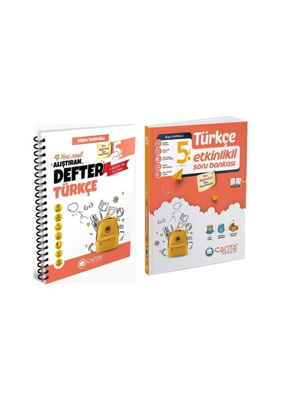 Çanta 5. Sınıf Türkçe Öğreten Defter + Etkinlikli Kazanım Soru Bankası Seti Çanta Yayınları