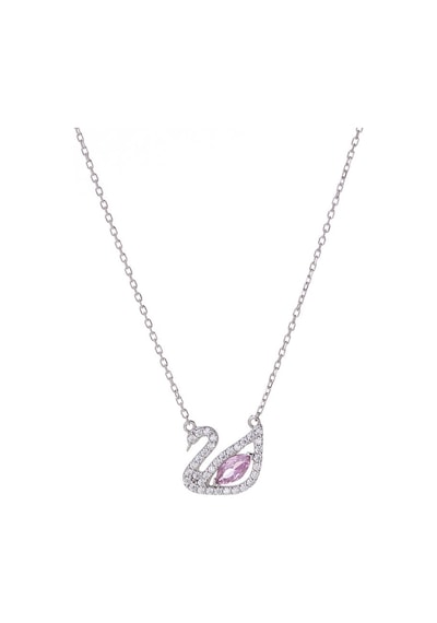 Kuğu Model Pembe Zirkon Taşlı 925 Ayar Gümüş Kadın Kolye