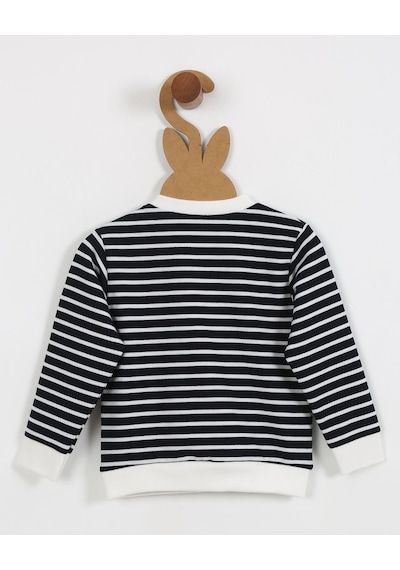 Luess Erkek Çocuk Çizgili Baskı Detaylı Sweatshirt 6ay-4yaş -lacıvert Lacivert