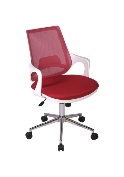 Ofisbazaar Buya Beyaz Fileli Çalışma Koltuğu Ergonomik Şef Ve Toplantı Koltuğu Kırmızı Kırmızı