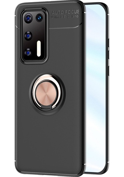 Newface Huawei P40 Kılıf Range Yüzüklü Silikon - Siyah-gold Siyah-gold