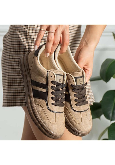 Papatay 025 Ortopedik Taban Günlük Kadın Spor Ayakkabı Yürüyüş Koşu Spor Ayakkabısı Bej