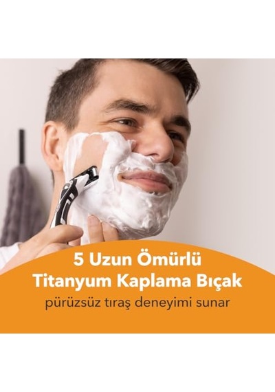 Bıc Hybrid 5 Flex Erkek Tıraş Bıçağı 1 Sap Ve 2 Yedek Başlık 5 Bıçak , 5 Nano Teknolojik Titanyum Bıçak, E Vitamini İle Zenginleştirilmiş Geniş Kayganlaştırıcı Bant