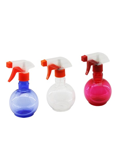 350ml Renkli Şeffaf Tombul - Plastik Boş Sprey Püskürtücü Şişe 5332 Açık Beyaz