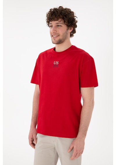 U.S. Polo Assn. Erkek Comfort Fit Bisiklet Yaka Kırmızı Tişört 50306450-VR030