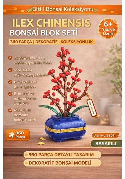 Dekoratif Koleksiyonluk Çiçek Yapım Seti 360 Parça Yapboz Blok Çiçek Yapım Seti