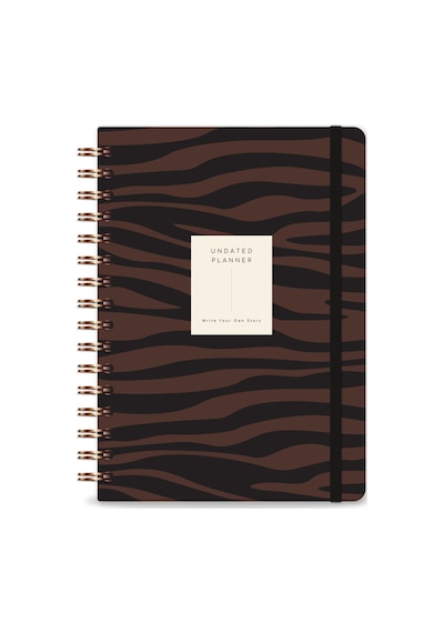 A5 Spiralli Süresiz Planlayıcı Ajanda Kahverengi Zebra Kahverengi Zebra