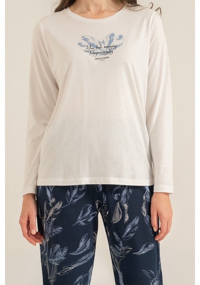 Pierre Cardin Kadın You Look Amazing Today Krem Uzun Kol Pijama Takım Pc9257-s-v2 Pc9257-s-v2