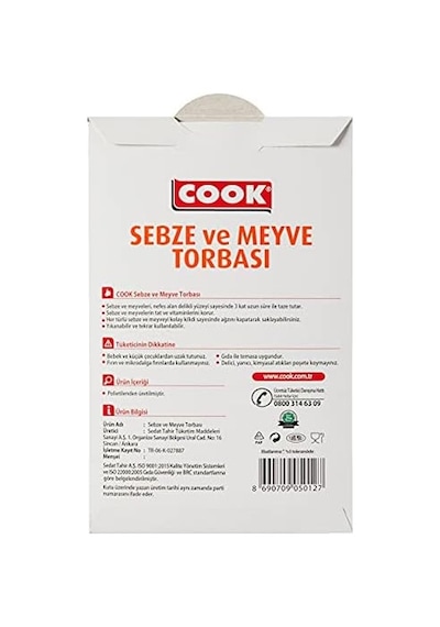 Sebze Ve Meyve Torbası, 25 X 29 Cm, 5 Adet 4296