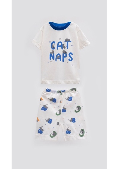 Aden Kids "kedili Desenli Bebek Ve Çocuk Yazlık Pijama Takımı - Rahat Ve Şirin 0-4 Yaş Unisex" Laci