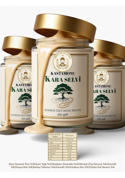 3 Kavanoz Giritli Metin Efendi Kastamonu Soymuk Özlü Beyaz Yalamuk Macun 3 X 420 Gr