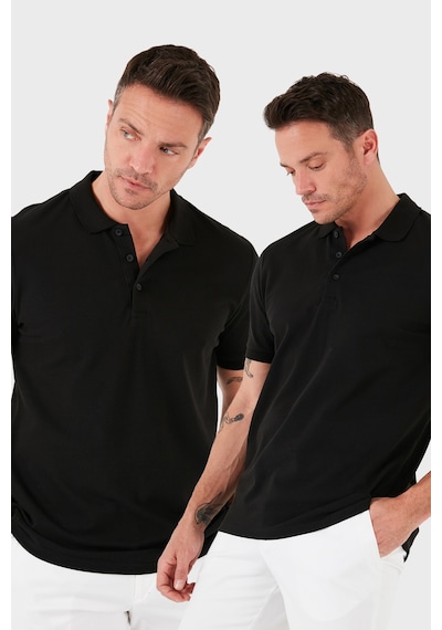 Buratti Pamuk Regular Fit Düğmeli 2'Li Paket Erkek Polo Yaka T Shirt 5902127S2 Siyah-Siyah