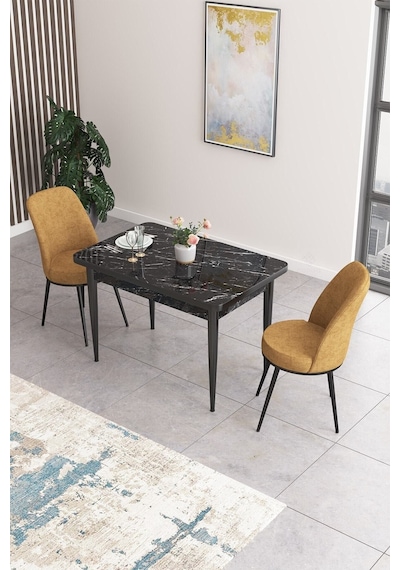 Canisa Concept Nil Serisi 70x110 Sabit Mutfak Masası Takımı Siyah Mermer Desen Masa 2 Cappucino Sandalye Masa Siyah Sandalyeler Cappucino Canisa Concept Nil Serisi 70x110 Sabit Mutfak Masası Takımı Siyah Mermer Desen Masa 2 Cappucino Sandalye Masa Siyah Sandalyeler Cappucino