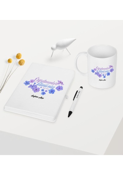 Kişiye Özel Öğretmenler Gününüz Kutlu Olsun Temalı Beyaz Defter K N11.769