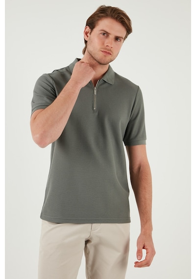 Buratti Pamuklu Regular Fit Fermuarlı Erkek Polo Yaka T Shirt 5902434 Açık Haki