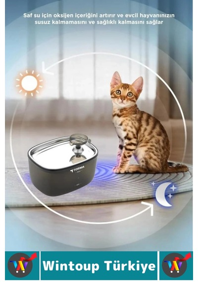 Premium Evcil Hayvan Kedi Köpek Ultra Sessiz Temiz Su Pınarı Otomatik Filtreli Su Çeşmesi 2.5 Litre
