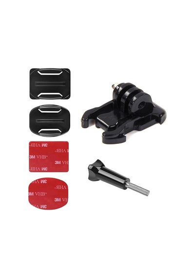 Gplus Bs06kyvh 6 Parça Oval Eğimli Zemin Ve Flat Düz Yüzey Vidalı Hızlı Tak Aksiyon Kamera Uyumlu 3m Yapışkanlı Motor Kask Bağlantı Base Seti Siyah