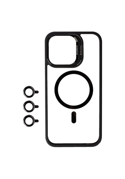 Apple Uyumlu iPhone 15 Pro Max Kılıf Magsafe Şarj Özellikli Standlı Magsafe Klon Lensli Kapak