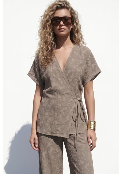 Sateen Lily Kimono - Vizon-137522 VİZON