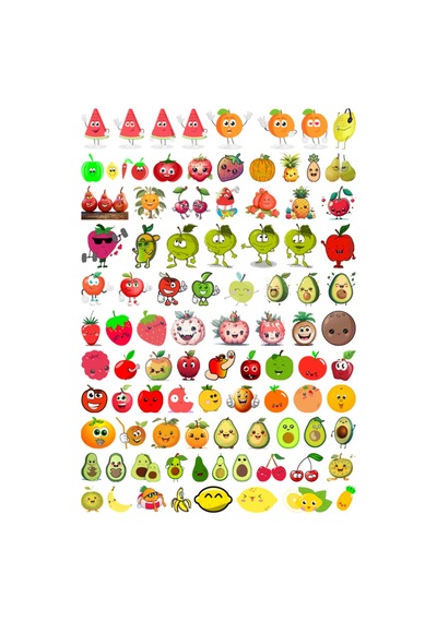 90 Adet Sevimli Meyve Sticker Seti - Etiket Seti Scrapbook Bullet Journal Çok Renkli