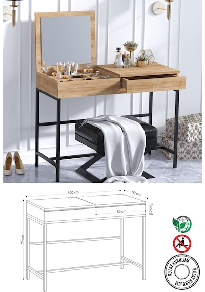 Decormet Linda Makyaj Masası Safir Meşe Safir Meşe