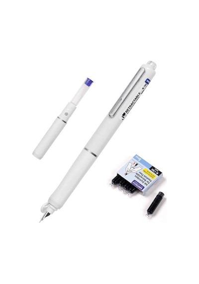 Wrıtech W-784 Basmalı Dolma Kalem Beyaz Gövde - Blister Ahşap