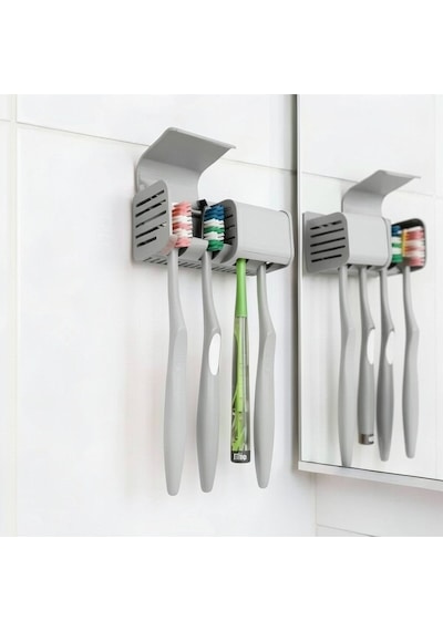 Gri Kendinden Yapışkanlı Hijyenik Diş Fırçası Asacağı Askılığı Askılık Diş Fırçalık Banyo Organizer