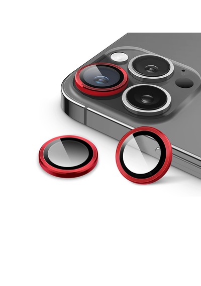 Apple Uyumlu iPhone 16 Pro / Pro Max İçin Ipg Kamera Lens Koruyucu - Kırmızı