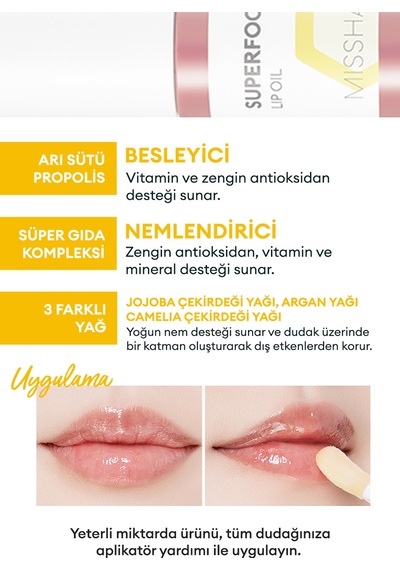 Missha Super Food Lip Oil Honey Yoğun Nemlendirici Ballı Dudak Bakım Yağı 5.2 G