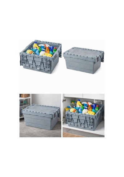 7li 40 60 25 Cm Gri Menteşe Kapaklı Plastik Kasa