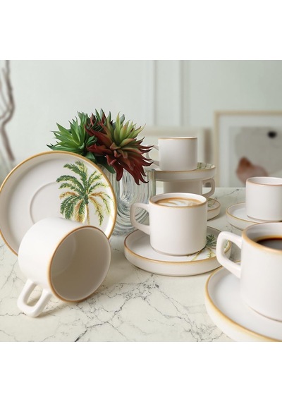 Bronze Palmiye Stackable Çay Takımı 12 Parça 6 Kişilik 22902-03 çok renkli