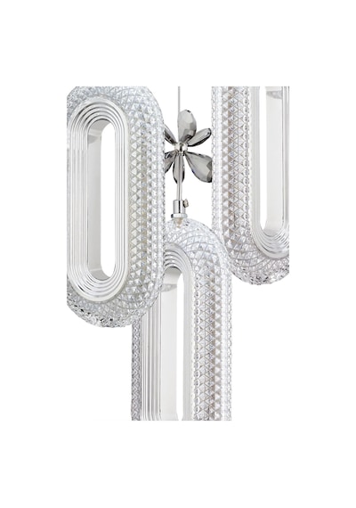 Led Alfa 3'lü Gümüş Kademeli 3 Renk Ledli Kristal Taşlı Modern Led Avize Krom