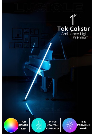 Rgb Led Strip Tube Light Led Işık Uzaktan Kumandalı Işık Lamba Ampül Aydınlatma Renkli Ltube5