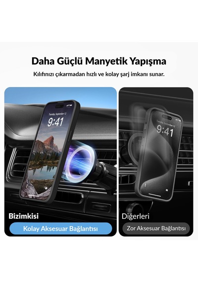 Bix İphone 14 Pro Max Magsafe Uyumlu Kılıf Tam Koruma Manyetik Darbe Emici Siyah
