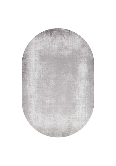 Geometrik Abstract Desenli Prato İpeksi Lüks Viskon Oval Halı Pr06 Gri Gri-bej
