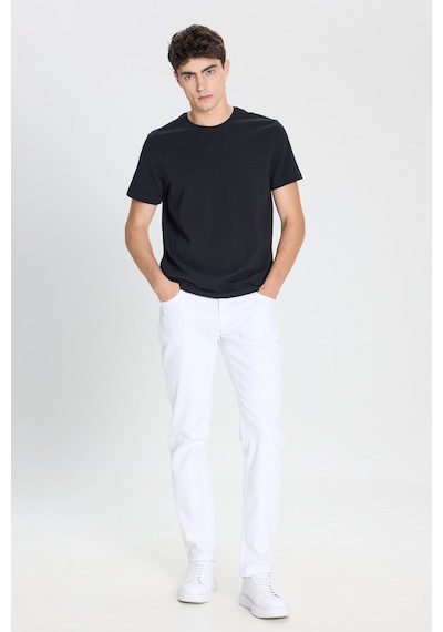 AC&Co / Altınyıldız Classics Erkek Sıyah Slim Fit Dar Kesim Bisiklet Yaka Desenli Tişört Siyah