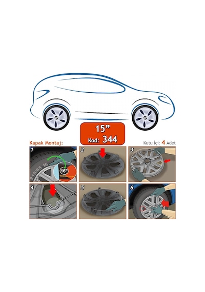 Sjs 344 15 İnç Jant Kapağı Sks Üniversal
