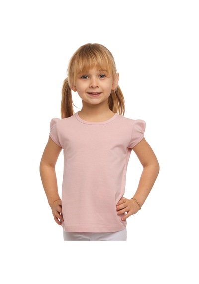 Lovetti Pudra Pembe Kız Çocuk Kısa Kollu Basıc Tişört Pembe