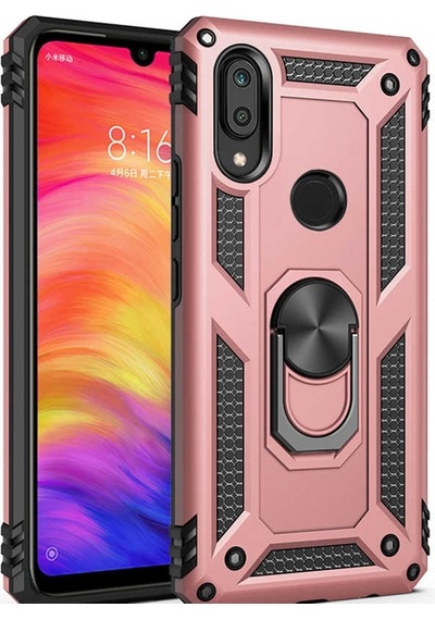 Huawei Y7 Prime 2019 Kılıf Tank Zırh Yüzüklü Mıknatıslı Standlı Kapak Vega