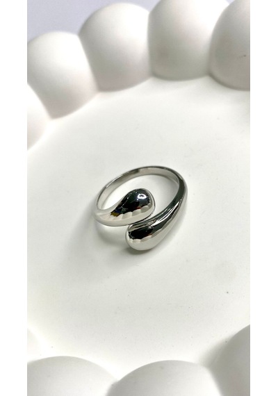 Gümüş / Silver Renk Çarpraz Damla Model Ayarlanabilir Yüzük Gümüş