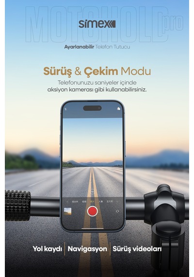 Simex Motosiklet, Bisiklet, Scooter, Atv Uyumlu 360 Gidon Bağlantılı, Tak Çıkar Telefon Tutucu St-213 Diğer