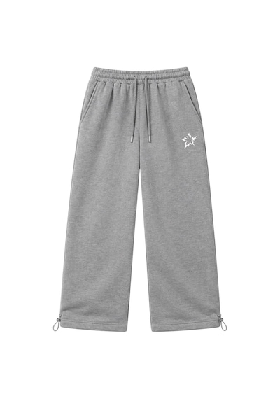 Zaee Tribal Star Nakışlı Ayarlanabilir Paça Premium Baggy Eşofman Altı gri