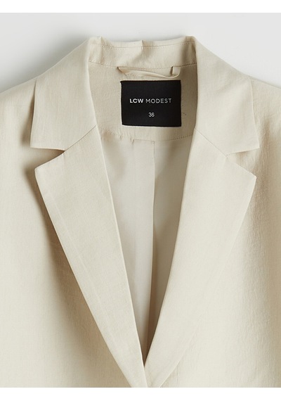 Lcw Modest Bej Kuşaklı Yaka Kadın Blazer Ceket