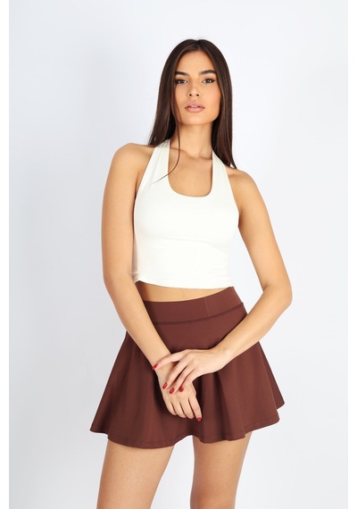 Soft&Basic Boyundan Bağlamalı Bordo Bluz Ekru