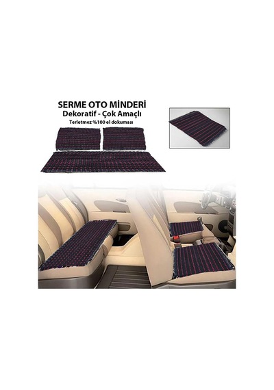 Z Tech Serme Oto Koltuk Kılıfı Minderi, 3 Parça Set, Kilim Dokuma, Mavi-karışık
