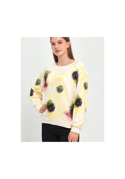 The Kadın Krem Baskılı Bisiklet Yaka Sweatshirt %100 Pamuk 3 İplik Şardonsuz Rahat Kalıp Krem The Kadın Krem Baskılı Bisiklet Yaka Sweatshirt %100 Pamuk 3 İplik Şardonsuz Rahat Kalıp Krem