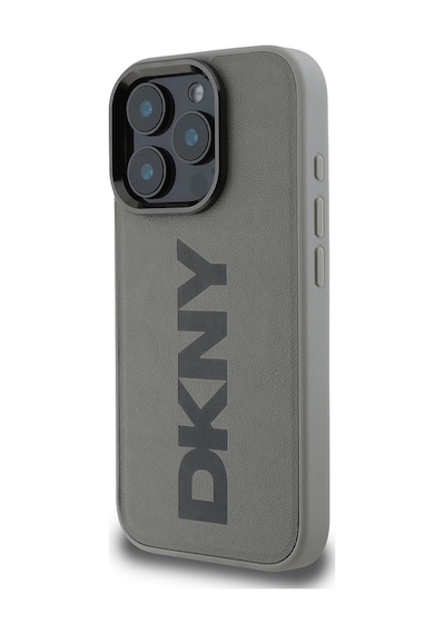 Apple iPhone 16 Pro Max Uyumlu Kılıf Dkny Lisanslı Magsafe Şarj Özellikli Pu Deri Plain Kapak Gri