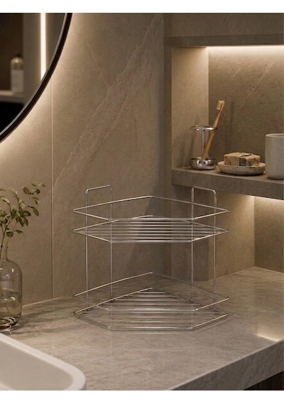 Konak Alışveriş Krom Banyo Köşelik 2 Katlı
