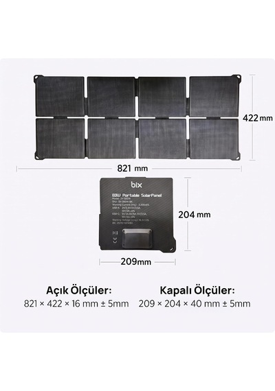 Tr 60w Katlanabilir Taşınabilir Solar Şarj Paneli Ip67 Suya Dayanıklı Usb-a Usb-c Ve Dc Çıkışlı Power Station